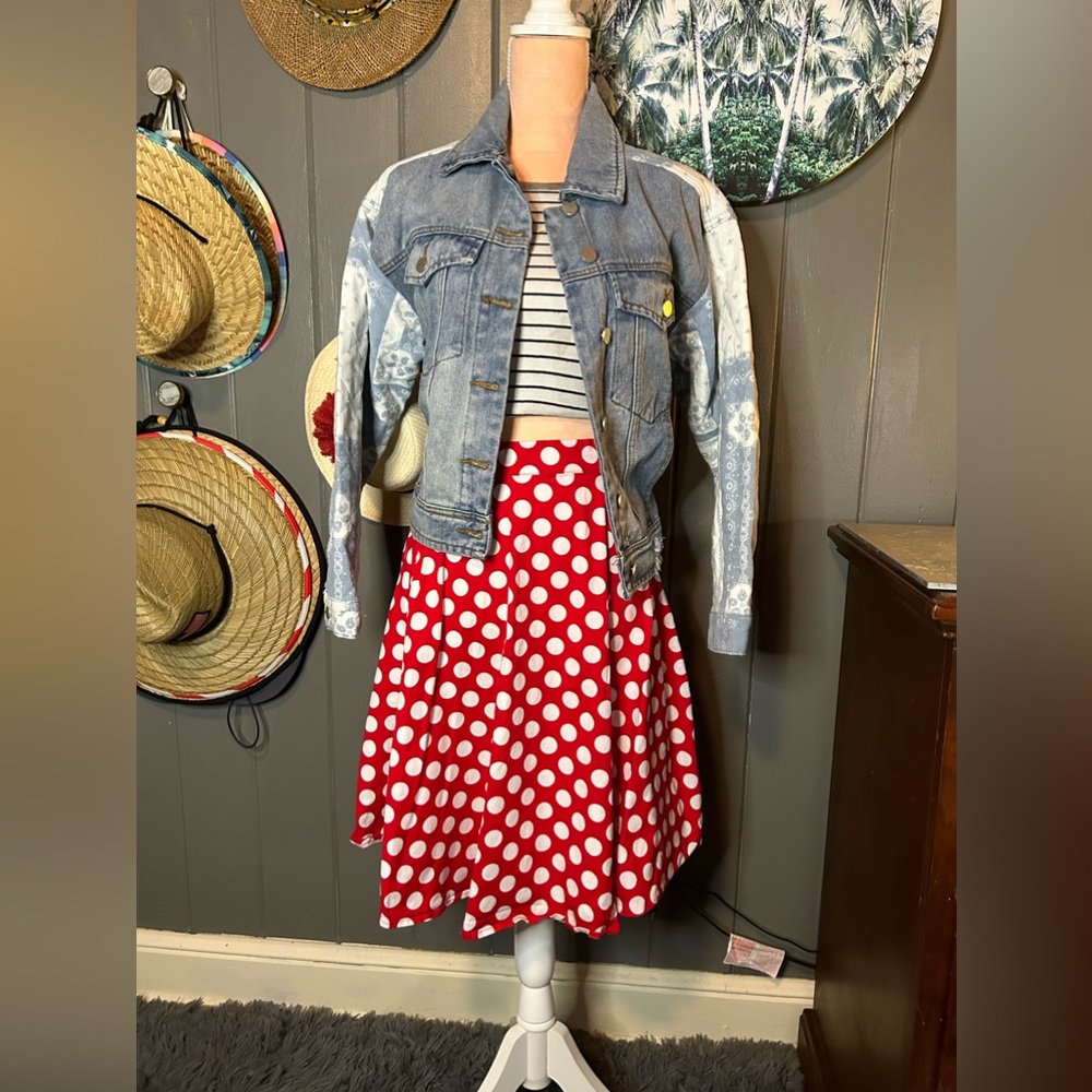 Adika Denim Jacket with Bandana Style Fabric Accents Large